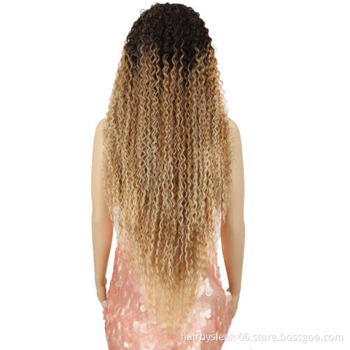 Long Curly Blonde Ombre Kinky Curl Lace Front Wig Heat Resistant Fiber Synthetic hair Lace Wigs For Black Women